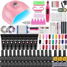 Guns Gel Gel Manicure Lámpara Herramientas de gel Kit de taladro de uñas para uñas Lámpara UV UV Semi permanente Policio Gel con capa superior