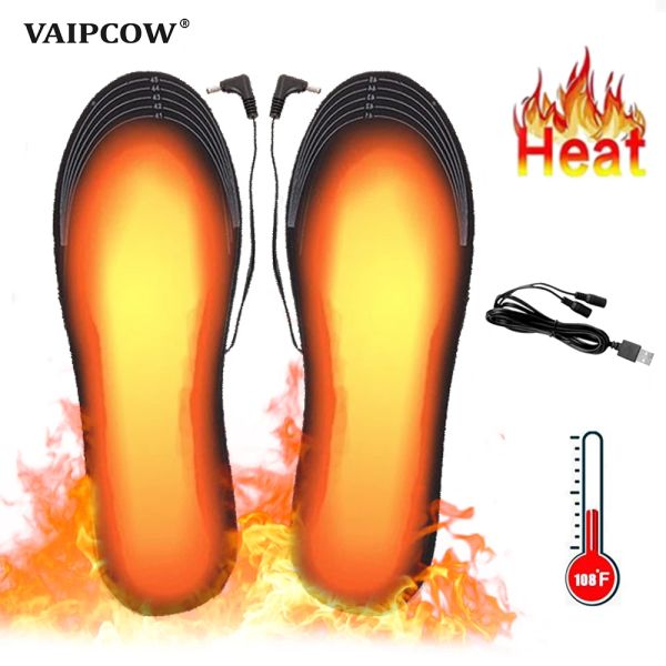 Guns Vaipcow USB Chaussure chauffée Semelles pour les pieds de tampon de chaussettes chaudes chauffage électriquement semelles intérieures lavables chaudes thermiques intérieurs homme femme