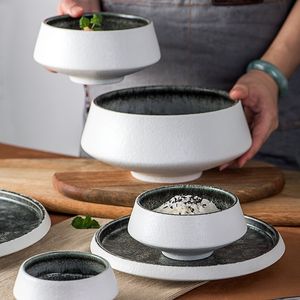 Guopin – assiettes et bols en céramique grise, glaçure craquelée originale, plat rond japonais, vaisselle d'exportation en gros d'usine