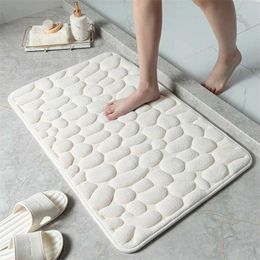 Guret antislip badmat Cobblestone reliëf badkamer tapijt doucheruimte deurmat geheugen schuim absorberende vloer mat tapijten voor thuis 211130
