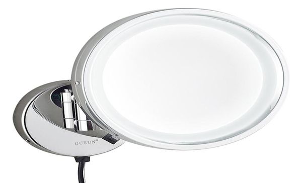 Miroir de maquillage éclairé pour salle de bain Gurun avec lumières LED et miroirs pliants cosmétiques à montage mural grossissant en laiton M1807D6279349