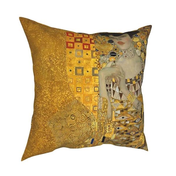 Gustav Klimt Adele Bloch-Bauer I taie d'oreiller maison coussin décoratif jeter pour salon coussin d'impression double face/décoratif