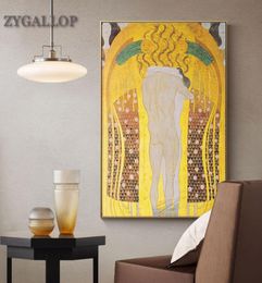 Gustav Klimt Famous Oil Paintings Classic A illustres Toile imprimé peinture Golden Wall Art Pictures For Living Room Decor Tableaux9504217
