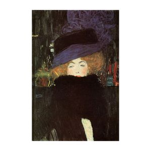 Gustav Klimt Fine Art Affiche Impression avec un chapeau et une plume Boa Wall Art Decoration Affiche Print