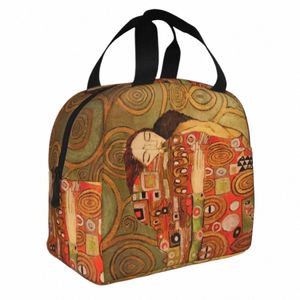 Gustav Klimt Sac à lunch isolé portable Freyas Art Lunch Coiner Cooler Sac Tote Tote Boîte à lunch Board Travel Food Sac H8W3 #