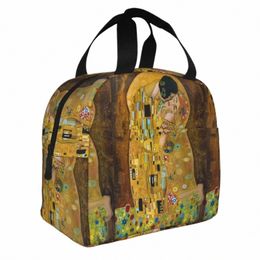 Gustav Klimt The Kiss Bolsas de almuerzo con aislamiento Fote de fugas Freyas Art Lunch Ctainer Cooler Bag Box Lunch Box Picnic C7ta#