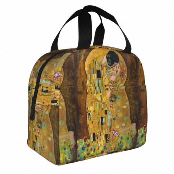 Gustav Klimt The Kiss Sacs à lunch isolés Leakproof Abstract Freyas Art Lunch Ctainer Cooler Bag Tote Lunch Box School Picnic v94d #