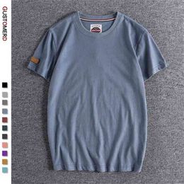 Gustomerd zomer 100% katoenen shirt voor mannen casual o-hals -shirt Hoogwaardige zachte gevoel thuis en dagelijkse shirts 210707