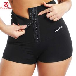 GUUDIA femmes taille formateur Shorts ventre contrôle culotte jambières d'exercices sport haut corps Shaper pantalon Shapewear 211218