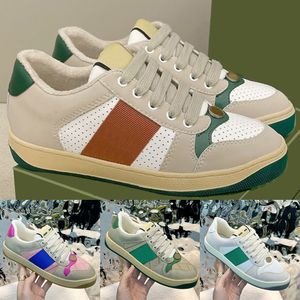 Guxci sneakers g gussie guuchi sneaker schoenen heren screener platform ontwerper vuile schoenen dames vintage canvas lederen web sieraden verfraaid beige ebony behandeld