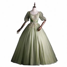Guxqd Green Ball Robe Femmes Soirée Dres Appliques de bal robes de fête de bal Vestido de Noche Robe de Soiree ABENDKLEIDER Q1SB #