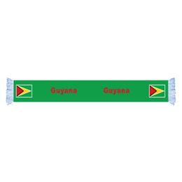 Bandera de Guyana, suministro de fábrica, buen precio, bufanda de satén de poliéster, bufanda para fanáticos de los juegos de fútbol de la nación del país, también se puede personalizar