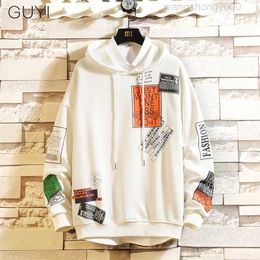 Lettre guyi imprimé Pullover mâle harajuku hip hop hipster streetwear blanc off tops 2019 t200116