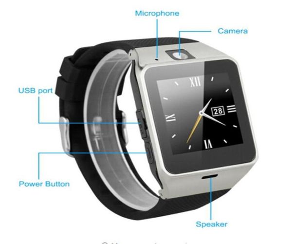 GV18 Relojes inteligentes con cámara Bluetooth WRISTWatch SIM WATCH para iOS Android Phone Support Hebrew2829056