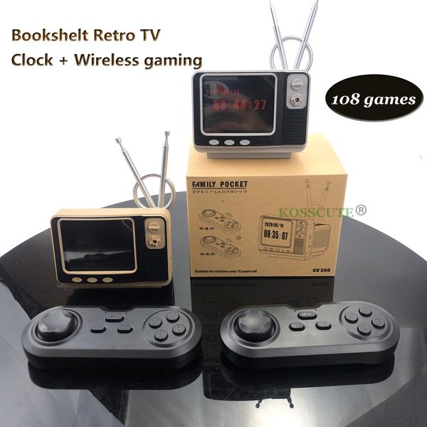 GV300 Mini Rétro Bookshelf TV Console Console Console Jeux de jeu Construit 108 Jeux Classiques Mini Pocket Jeux pour NES AV Out