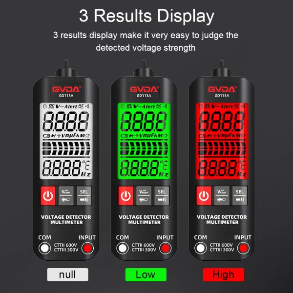 GVDA Multimètre numérique Multimètre non contact avec Testeur à double portée Détecteur de fil en direct OHM HZ NCV METER VOLTMETER SMART