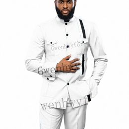 Gwenhwyfar Fi Zomer Witte Bruidegom Tuxedos Wedding Suits Voor Bruiloft 2 Stuk Mannen Blazers Slim Fit Kostuum Homme Jas + broek o3Ob #