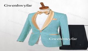 Gwenhwyfar Mint Green Slim Fit Mariage Tuxedos pour le chanteur Prom Man Suit Gol