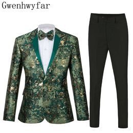Gwenhwyfar Nouveau styledi-groom pour les garçons d'honneur élégant Tuxedos de marié élégant armée Green Men Suit Wedding Best Man Blazer (veste + pantalon + cravate)