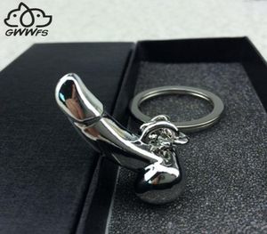 GWWFS Penis masculin Chaînes clés Cadeaux pour hommes Femmes Silver Color Metal Alloy Godèles Génitaux Car Keychain Key Ring Men Bijoux 2019 J3620351