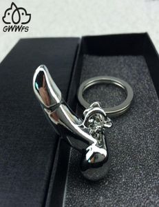 GWWFS Penis masculin Chaînes clés Cadeaux pour hommes Femmes Silver Color Metal Alloy Godèles Génitaux Car Keychain Key Ring Men Bijoux 2019 J4113313