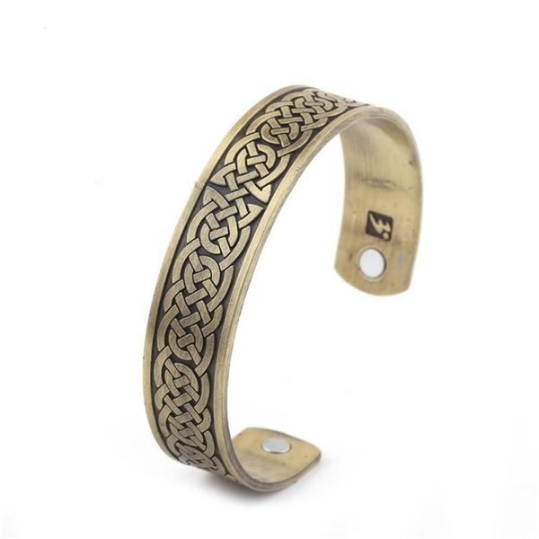 GX014 – bracelets à motifs religieux, Design de nœud porte-bonheur, manchette à extrémité ouverte, amulette de Style Viking, bijoux de santé magnétiques 344Q