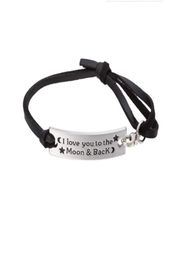 GX081 Lettres de conception personnalisées de I Love You to the Moon and Back Charm Leather Bracelet Inspirational Jewelry Gift6615914