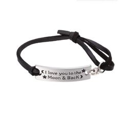GX081 Lettres de conception personnalisées de I Love You to the Moon and Back Charm Leather Bracelet Inspirational Jewelry Gift2472507