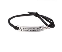 GX081 Lettres de conception personnalisées de I Love You To The Moon and Back Charm Leather Bracelet Inspirational Jewelry Gift4559232