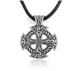 GX123 Viking religieux Vintage cercle croix conception marteau pendentif Traditions païennes réglable Cool hommes corde collier bijoux pour M1061172