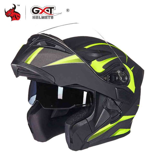 GXT casque rabattable cross hommes casques intégraux rcycle Capacete Casco Moto avec double lentille