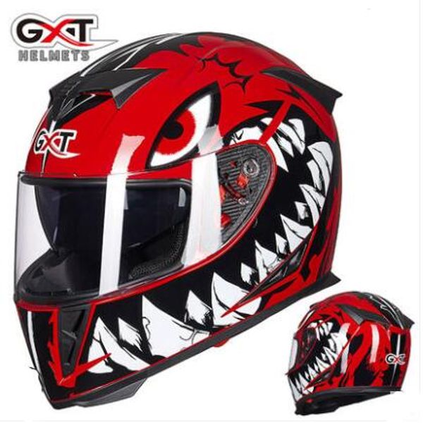 GXT casco de motocicleta hombres y mujeres casco completo de motocicleta de cubierta completa invierno cálido personalidad antiniebla fresco doble lente cuatro seaso322k