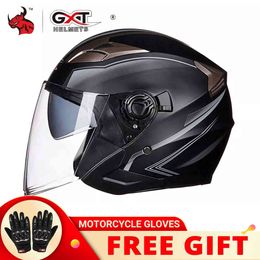 GXT Moto visage ouvert double lentille visières Moto vélo électrique hommes femmes été Scooter Moto casque