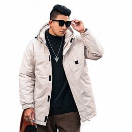 Gxxh invierno de alta calidad grueso cálido LG de los hombres con capucha abrigo casual chaqueta beige ropa de marca Parka suelta tamaño grande 5XL 6XL 7XL Z7ED #