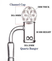 Gyclone Riptide Channel Carb Cap90 degrés 25 mm de large 5 mm de quartz inférieur de 5 mm de banger Two Terp Pearls5721856