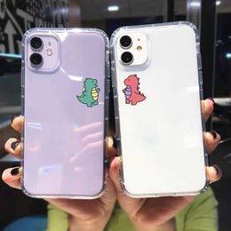 GYKZ Leuke Dinosaurus Beer Paar Clear Telefoon Case Voor iPhone 14 13 12 11 Pro MAX XR X XS SE 6S 7 8Plus Dier Siliconen Cover Coque L230619