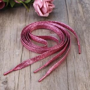 Ropa de gimnasio Cordones planos con purpurina de 11m Cordones de colores para zapatos zapatillas de deporte (rosa)