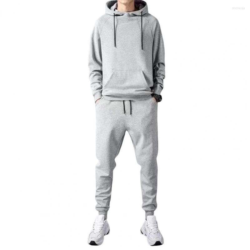 Gym Clothing 2 Pcs/Set Men Coat Pants Set Elastic Waist Sportswear Autumn Winter Tracksuit