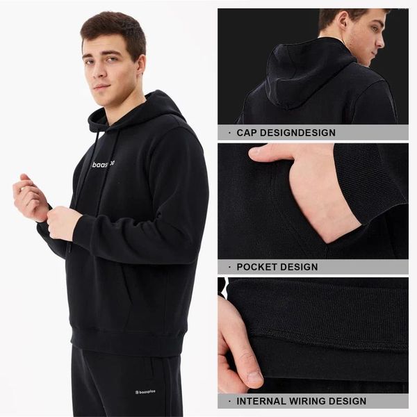 Vêtements de sport 2024 Baasploa hommes série d'entraînement à capuche 58% coton ample confortable course respirant jolie pochette