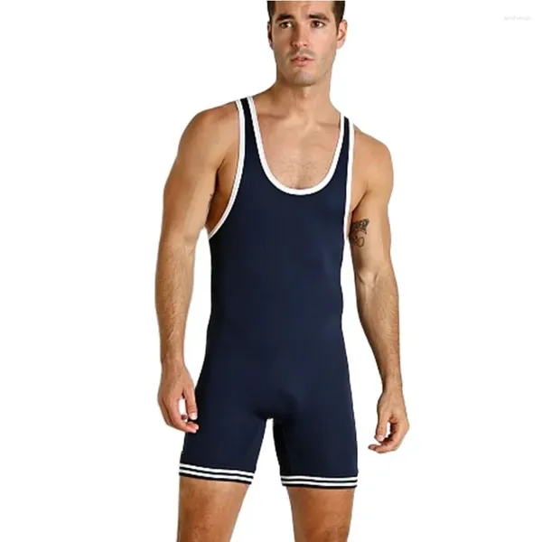 Vêtements de gymnastique 2024 Couleur unie Lutte Singlets Costume One Piece Body Iron Hommes Respirant Sports Fitness Sans Manches Haltérophilie