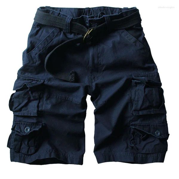 Vêtements de gym 2024 Camouflage multi-poche d'été Shorts pour hommes décontractés Camo Camo Cargo-longueur avec ceinture S-3xl