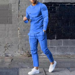 Vêtements de sport 2 pièces/ensemble mode tenue décontractée douce col rond Hip Hop couleur Pure pull sweat pantalons de survêtement ensemble vêtements de sport