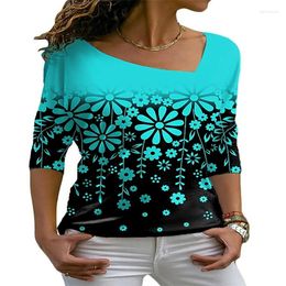 Gym Kleding 3D Rose Flower Print Women T Shirt 2023 Zomer Casual korte mouw V-Neck losse overste tops Ladies groot formaat 5xl