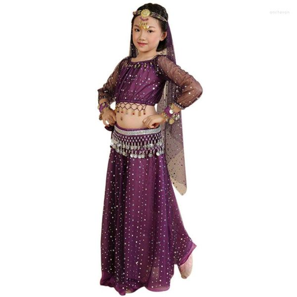 Vêtements de gymnastique 5 pièces enfants danse du ventre filles Costumes de danse enfants fille orientale Bollywood Performance vêtements de danse