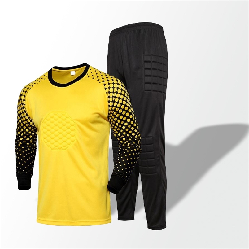 Conjunto de camisas de goleiro de futebol adulto infantil crianças homens goleiro uniforme de futebol esponja proteção camisa de goleiro calças shorts 220920