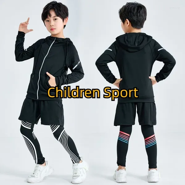 Ropa de gimnasia para niños conjuntos de traje deportivo de manga larga camisa de compresión para niños
