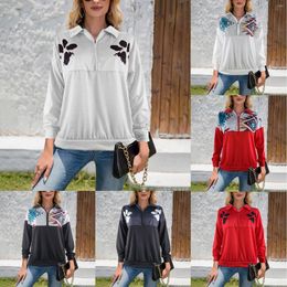 Ropa de gimnasio Sudadera corta oscura Jersey para mujer Solapa Cremallera Patrón de pierna Suéter Sudadera con capucha de Navidad Sudaderas de historia para mujer para