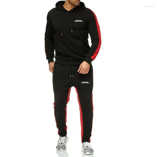 Vêtements de gymnas Fashion DHL Men's Sportswear Sports Fitness Fitness Hooded Mâle Tracks Sweat Sweat-shirt Sweatpants 2 Pieces sets Hommes
