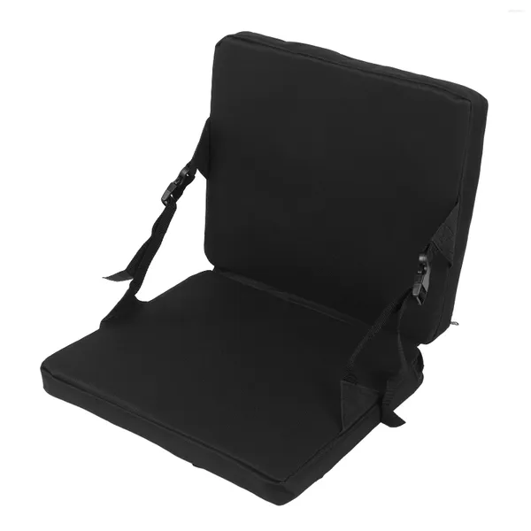 Ropa de gimnasio Silla de piso Cojín plegable para exteriores Tela Oxford 600D Mango portátil compacto y ligero Hebilla ajustable negra para acampar