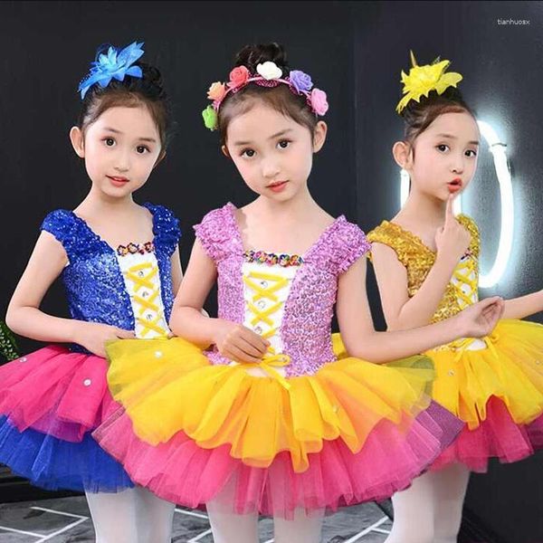 Ropa de gimnasio para niña, salón de baile con lentejuelas, competición de baile, tutú, disfraces para niños, ropa de fiesta de baile, trajes